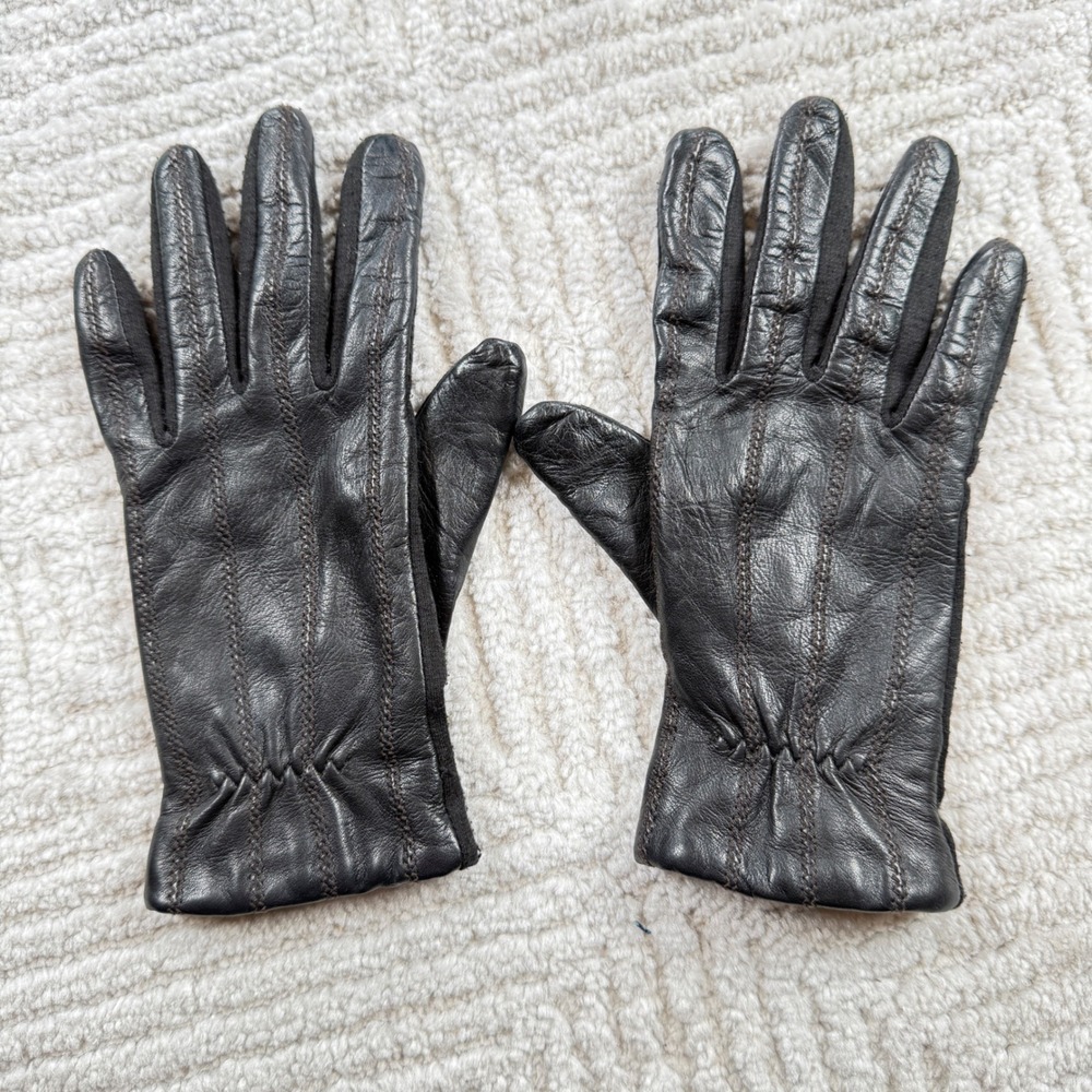 Fownes Brothers Leather Gloves Women's S/M Black Vintage Warm Sleek Utility